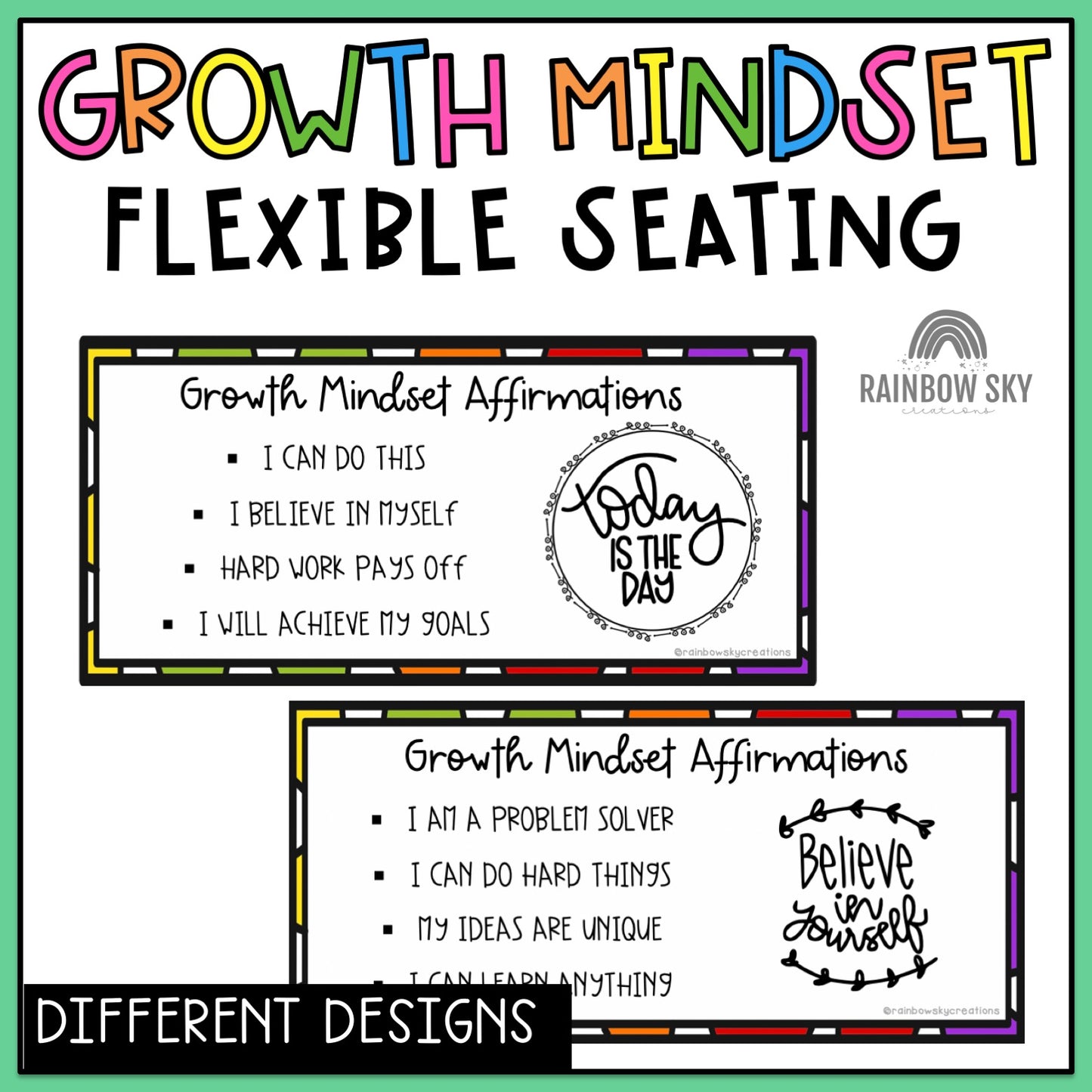 Growth Mindset Affirmations For Flexible Seating