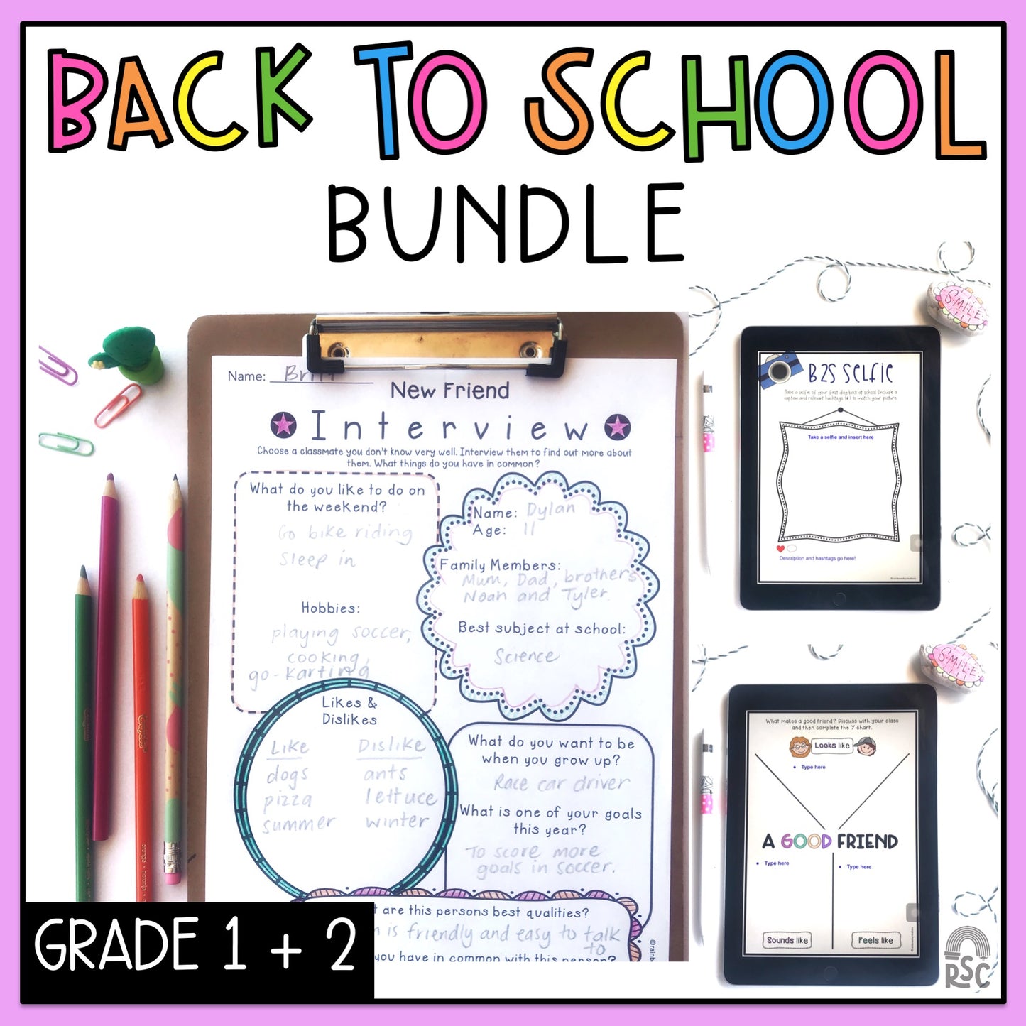 Australian Back to School BUNDLE Years 1-2 - First Day of School Activities