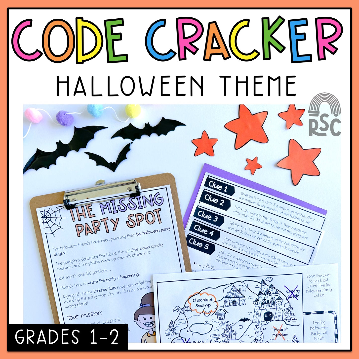 Halloween Math Code Cracker | Grade 1 & 2 Escape Room