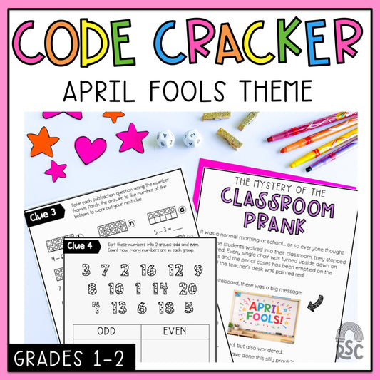 April Fools Day Math Code Cracker - Grade 1 & 2 April Escape Room