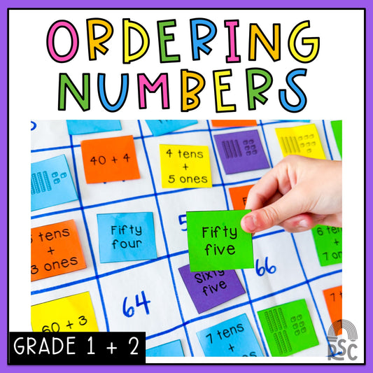 Ordering Numbers Maths Activity - Place Value Math Centres (Grades 1-2)