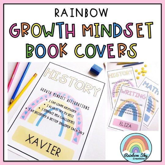 Growth Mindset Editable Book Covers [Pastel Rainbow Theme]