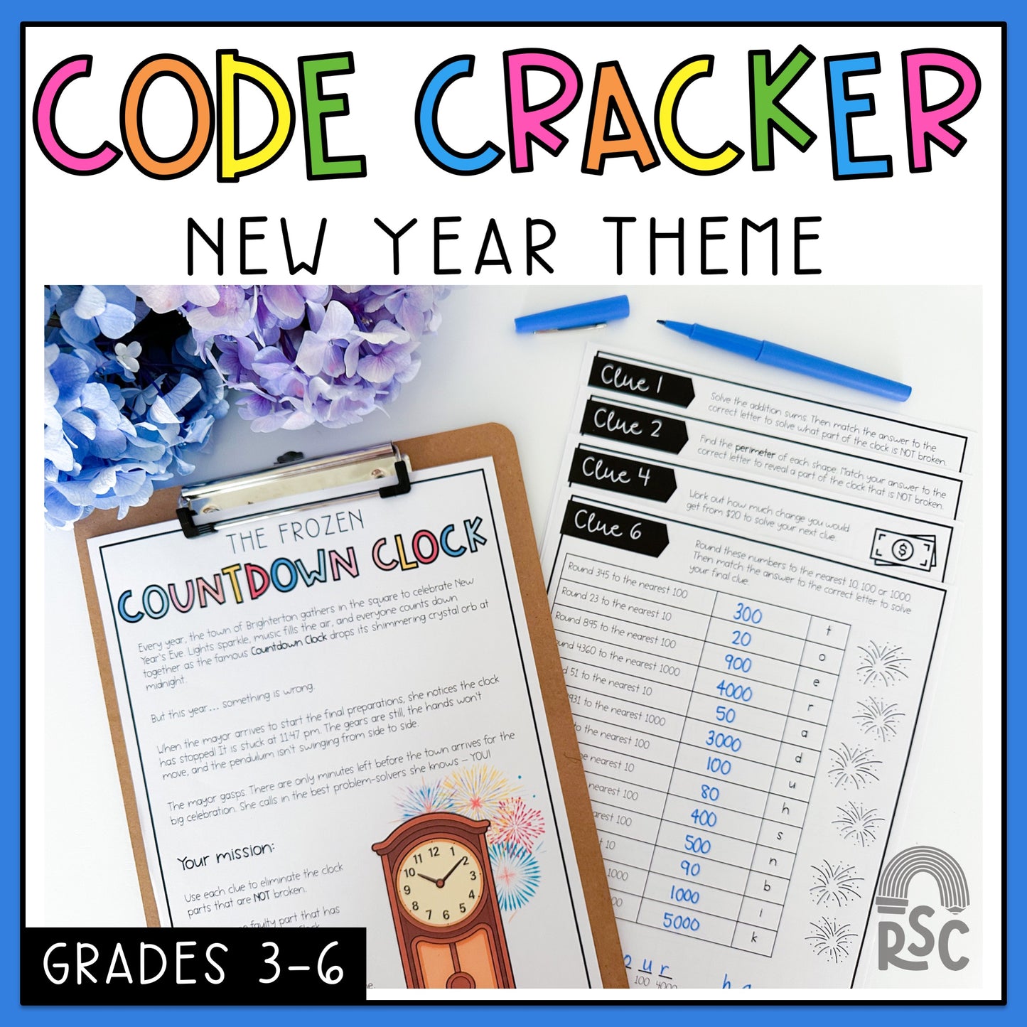 New Years Maths Code Cracker - Escape Room (Grade 3-6)