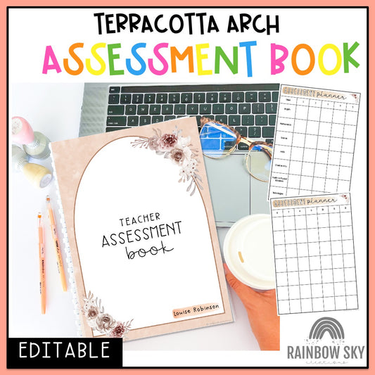 Teacher Assessment Book | Data Records [Terracotta Arch Theme] [Editable]