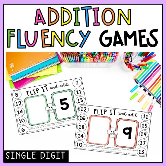 Flip It Games | Addition Fluency Games | Single Digit Addition