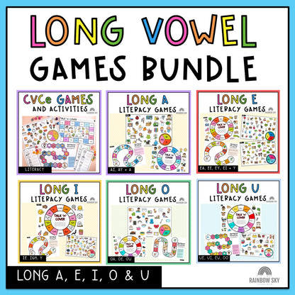 Long Vowel Games Bundle | Word Work Games | Reading Group Activities