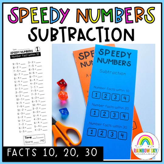 Speedy Numbers Booklet | Subtraction | Facts Up To 10, 20, 30