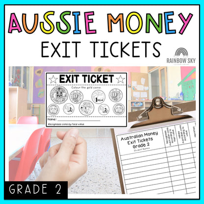 Australian Money Exit Tickets | Exit Slips | Maths Assessment | Year 2