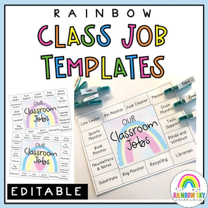 Editable Classroom Job System [Pastel Rainbow Theme]