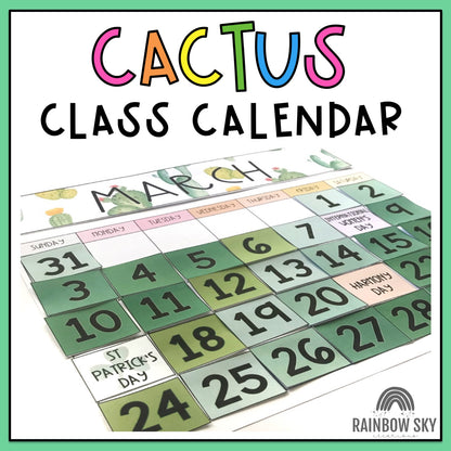 Daily & Monthly Calendar Display [Cactus & Succulent Theme]