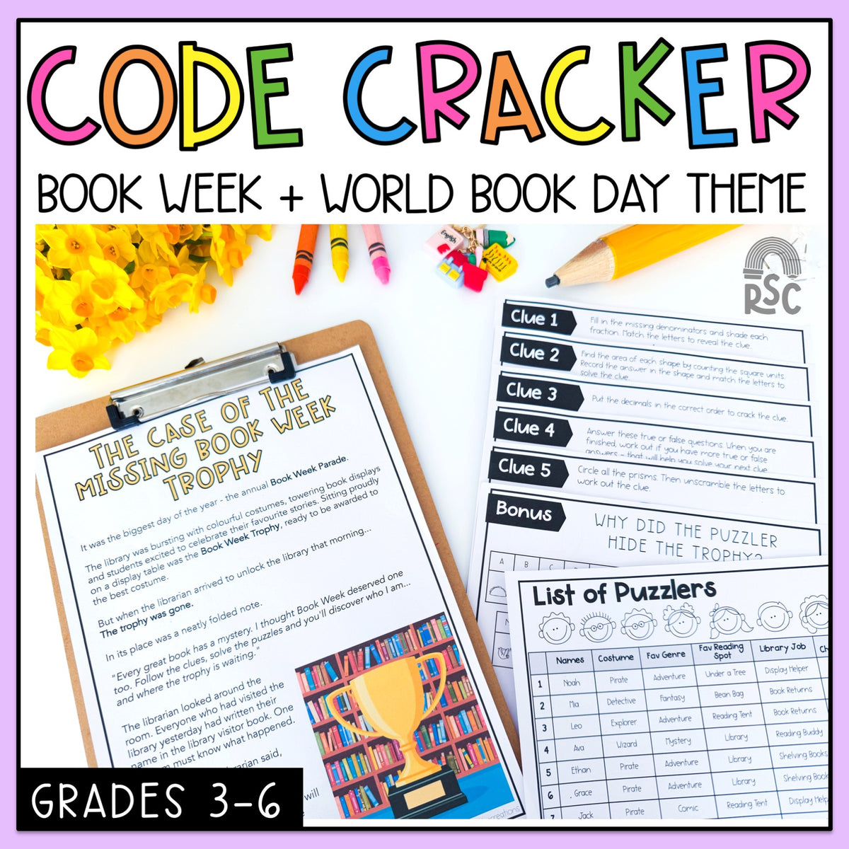 Book Week Math Code Cracker - Grades 3-6 Escape Room