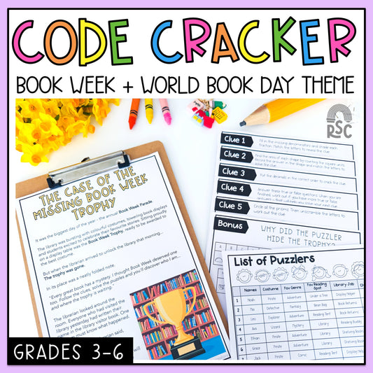 Book Week Math Code Cracker - Grades 3-6 Escape Room