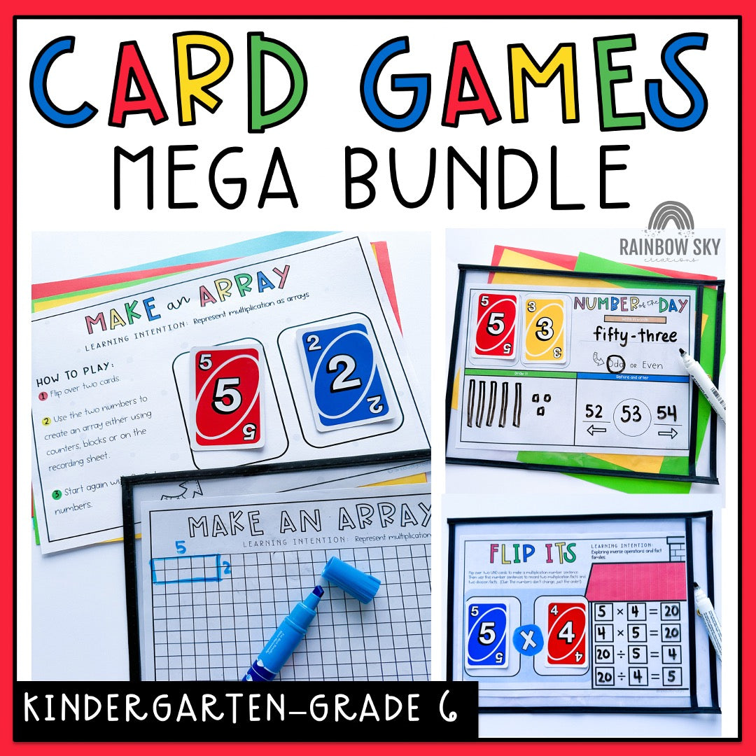 UNO Card Games MEGA BUNDLE | Math Centres | Kindergarten - Grade 6