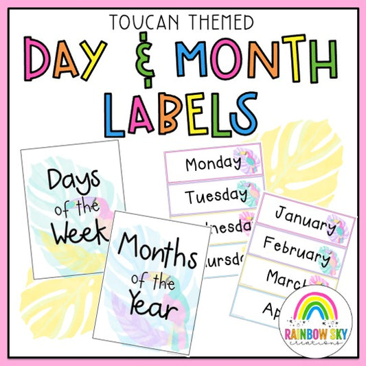 Days Of The Week & Months Labels [Toucan Theme]