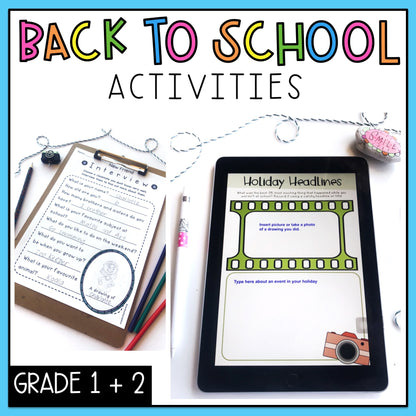 Back to School Activities Pack - Year 1 and 2 - NO PREP