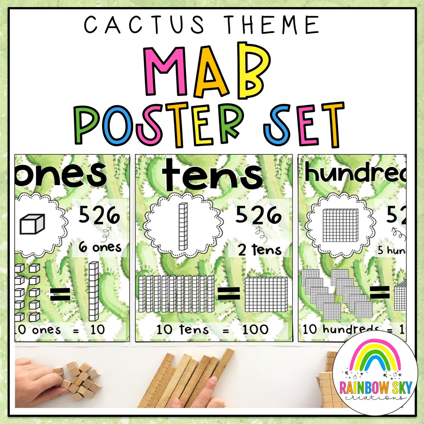 Place Value Posters | MAB Posters [Cactus & Succulent Theme]