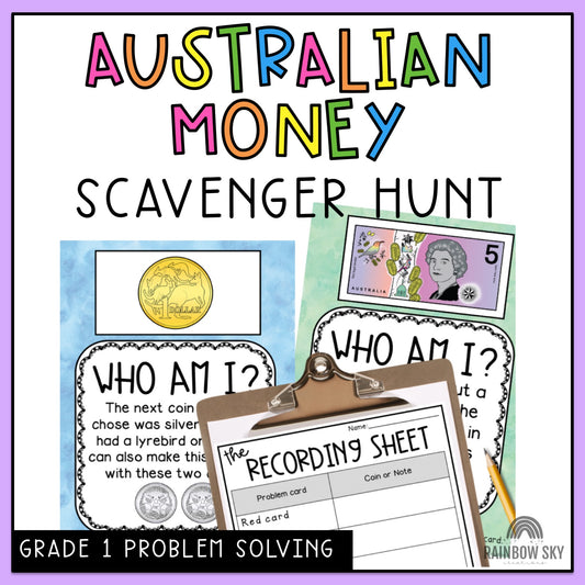 Australian Money Scavenger Hunt | Australian Money Word Problems | Year 1