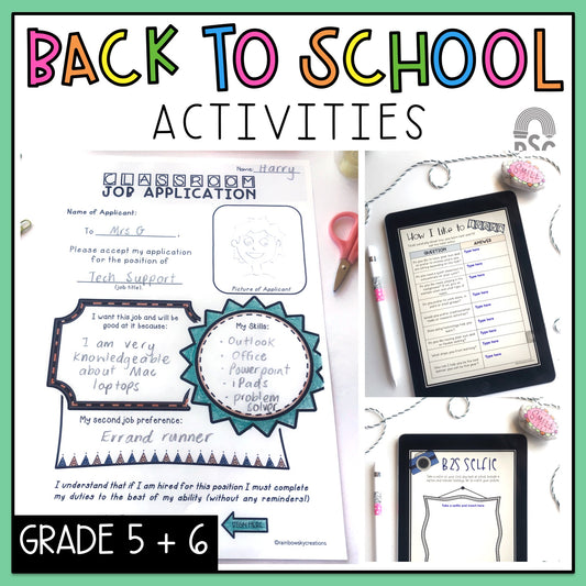 Australian Back to School Activities Pack - Year 5 and 6 - NO PREP