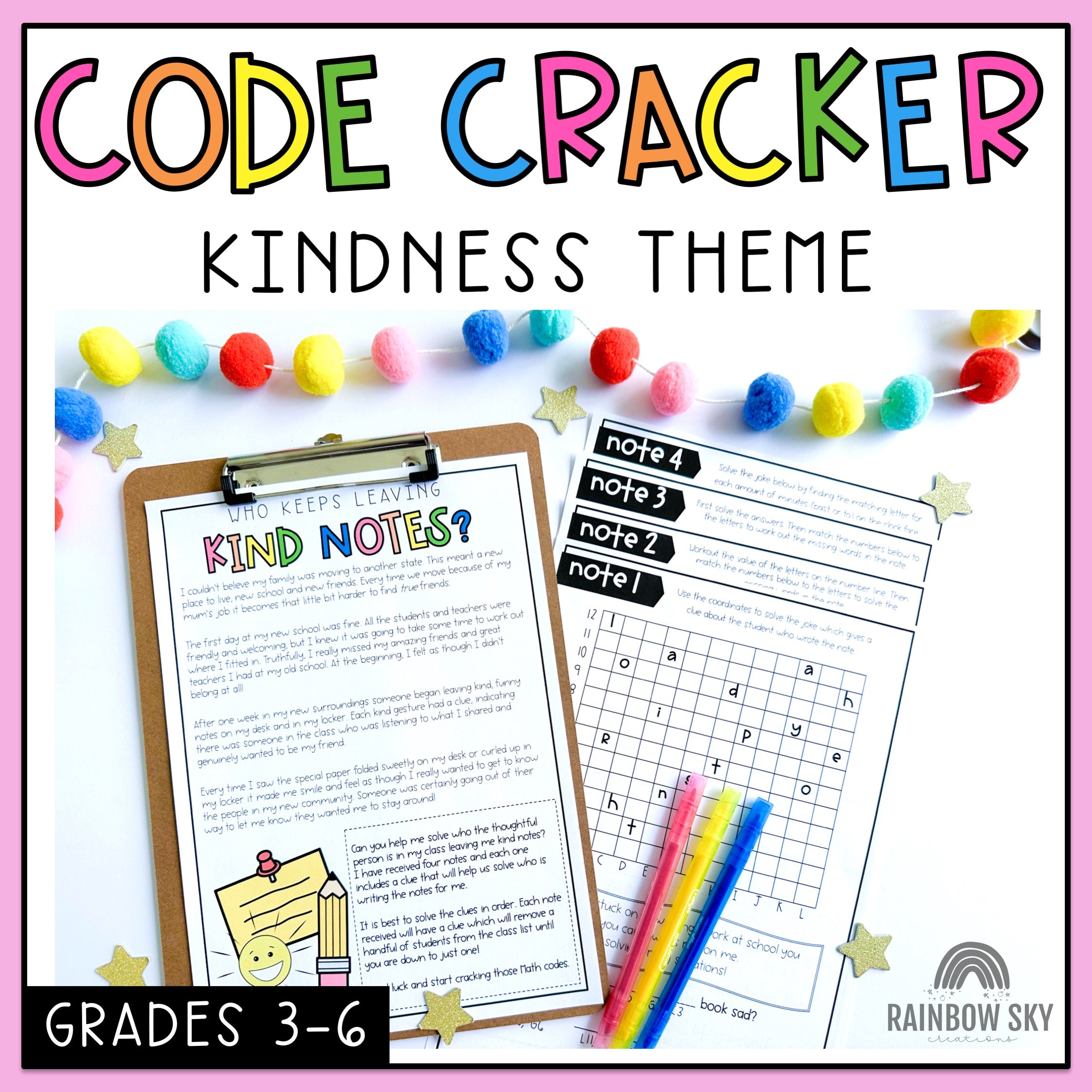 Kindness Math Code Cracker - Escape room (Grades 3-6) – Rainbow Sky ...