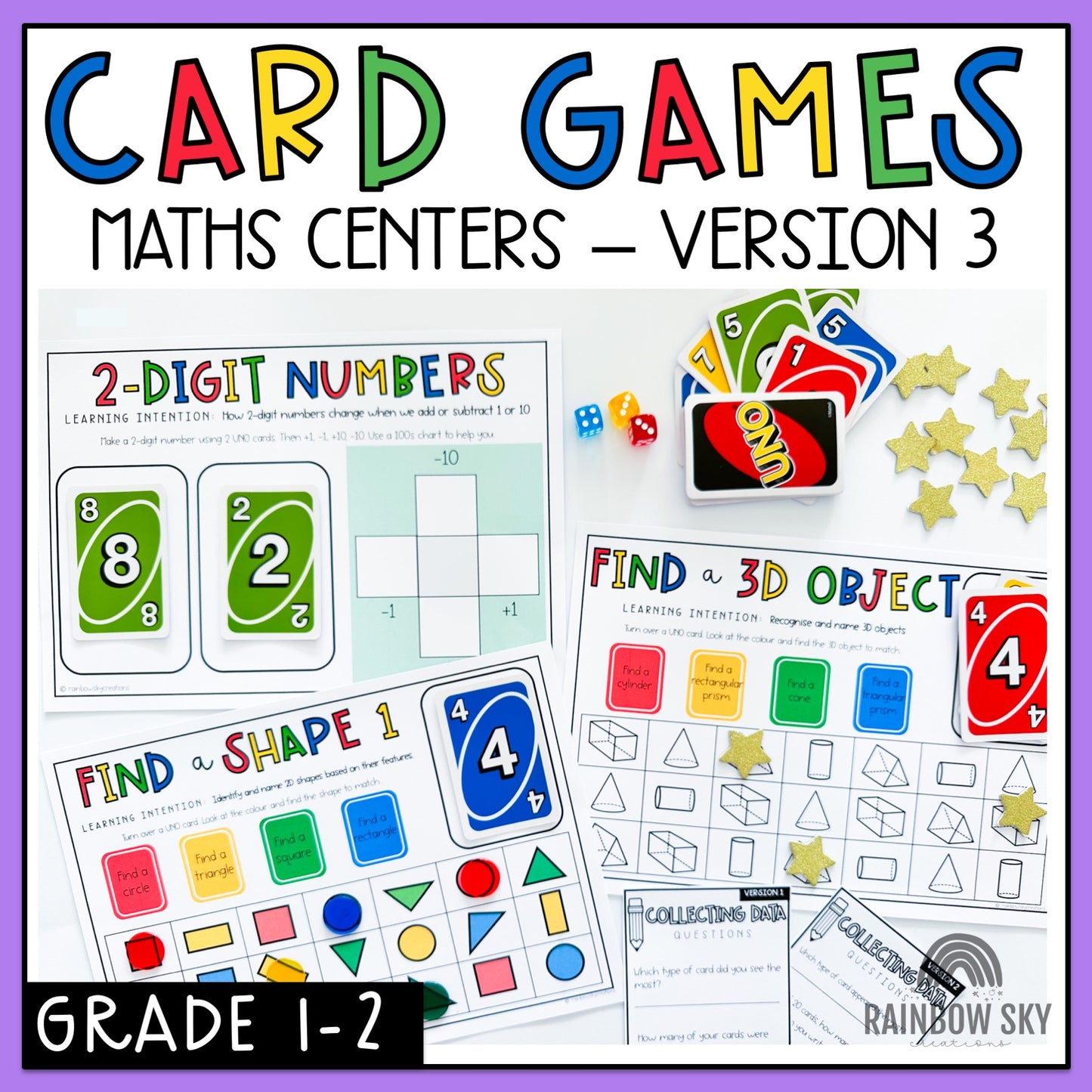 UNO Card Games | Math Centres | Grades 1-2 [VERSION 3]
