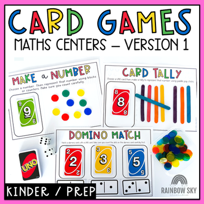 Card Game Math Centres for Kindergarten | Number Sense Games [Version 1]