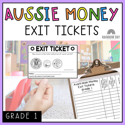 Australian Money Exit Tickets | Exit Slips | Maths Assessment | Year 1