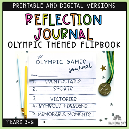 Olympic Games Reflective Journal Flipbook | Summer Sports | Grades 3-6 [Digital & Printable]