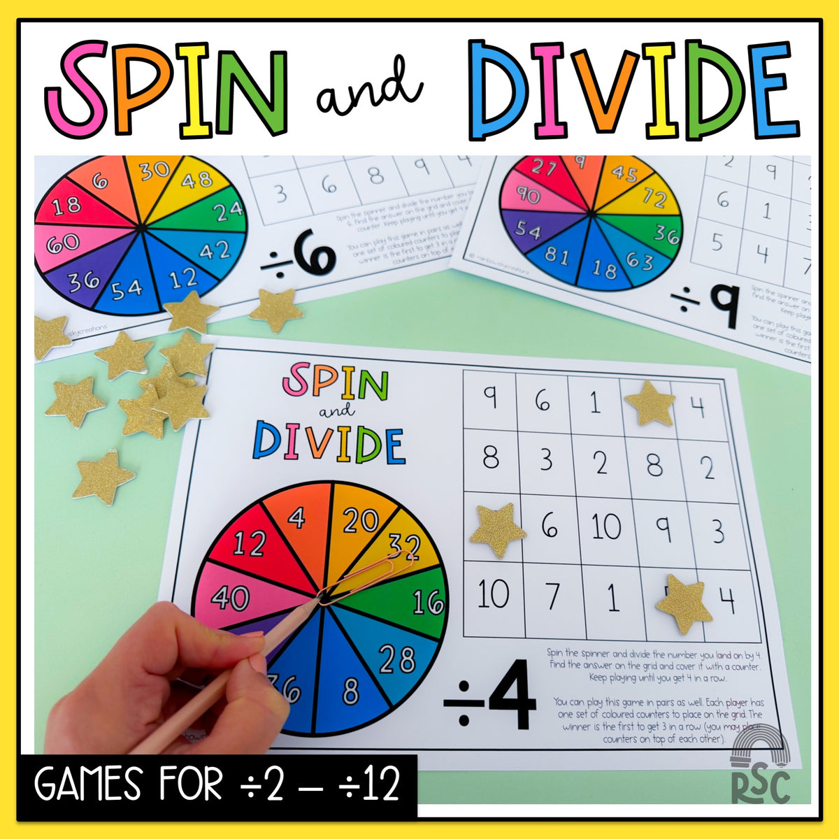 Division spinner games / Division games (divide by 2 - divide by 12)