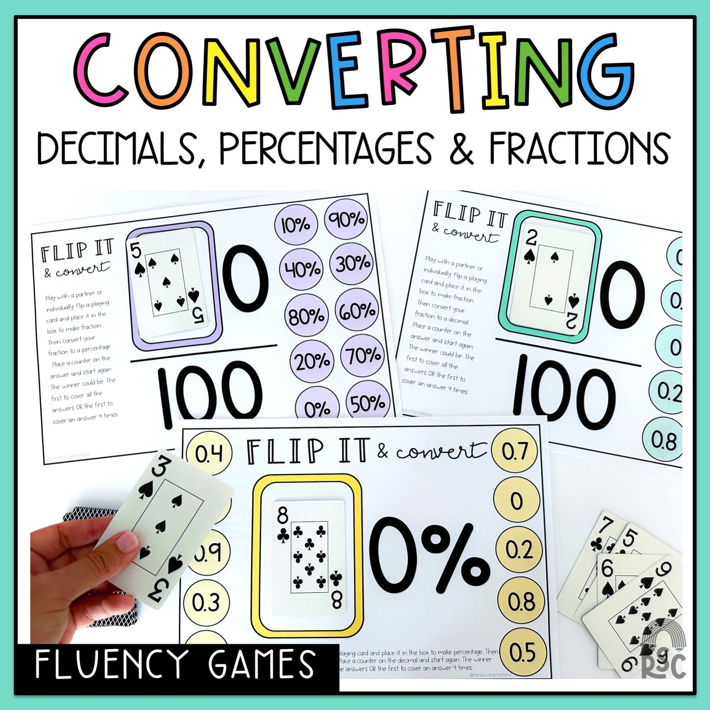 Fractions Flip it Games - Converting Decimals and Percentages Games