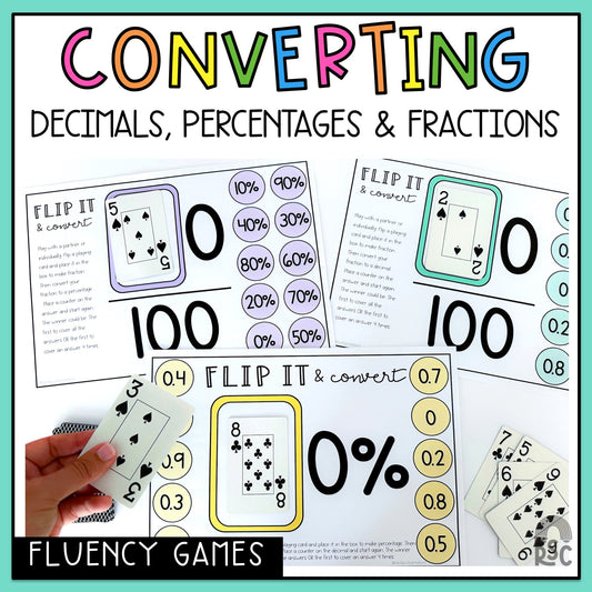 Fractions Flip it Games - Converting Decimals and Percentages Games