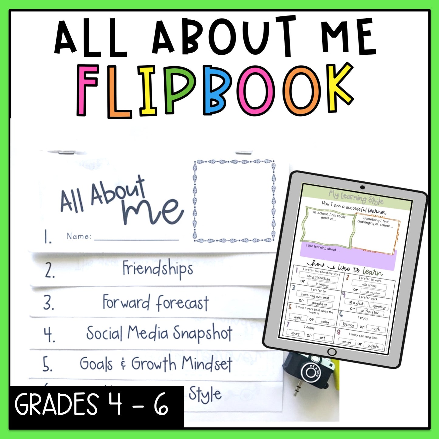 All About Me Flipbook - First Day of School Australia Year 4-6
