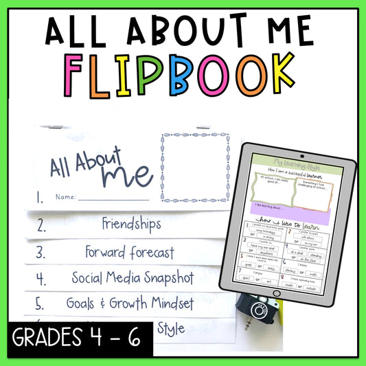 All About Me Flipbook - First Day of School Australia Year 4-6