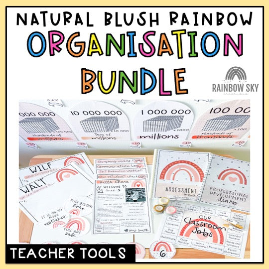 Classroom Decor BUNDLE | Classroom Organisation [Neutral Rainbow Theme]