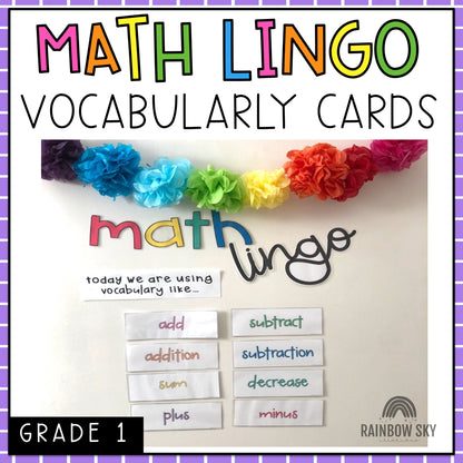 Math Vocabulary Cards | Maths Language | Australian Curriculum Aligned | Grade 1