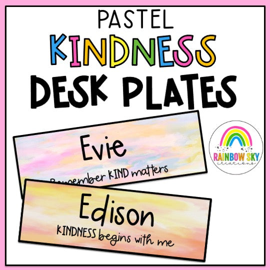 Kindness Editable Desk Plates | Desk Name Tags [Pastel Theme]