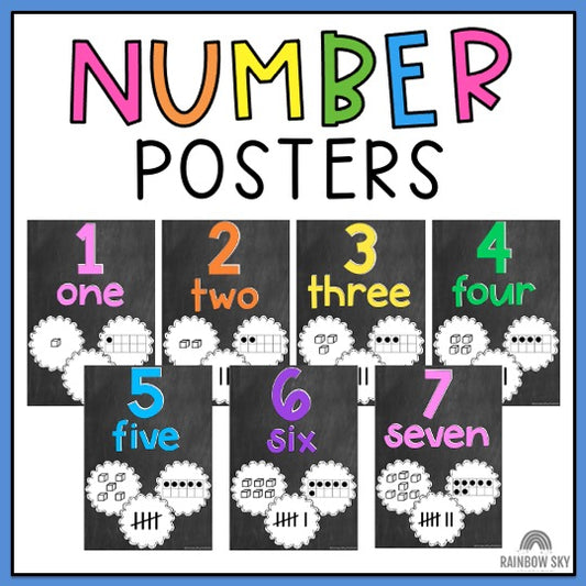 Number Posters 1-50 [Chalkboard Theme]