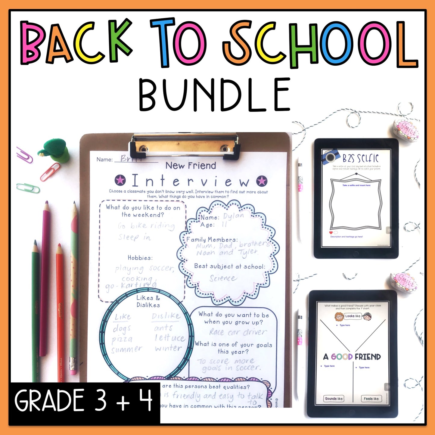 Australian Back to School BUNDLE Years 3-4 - First Day of School Activities