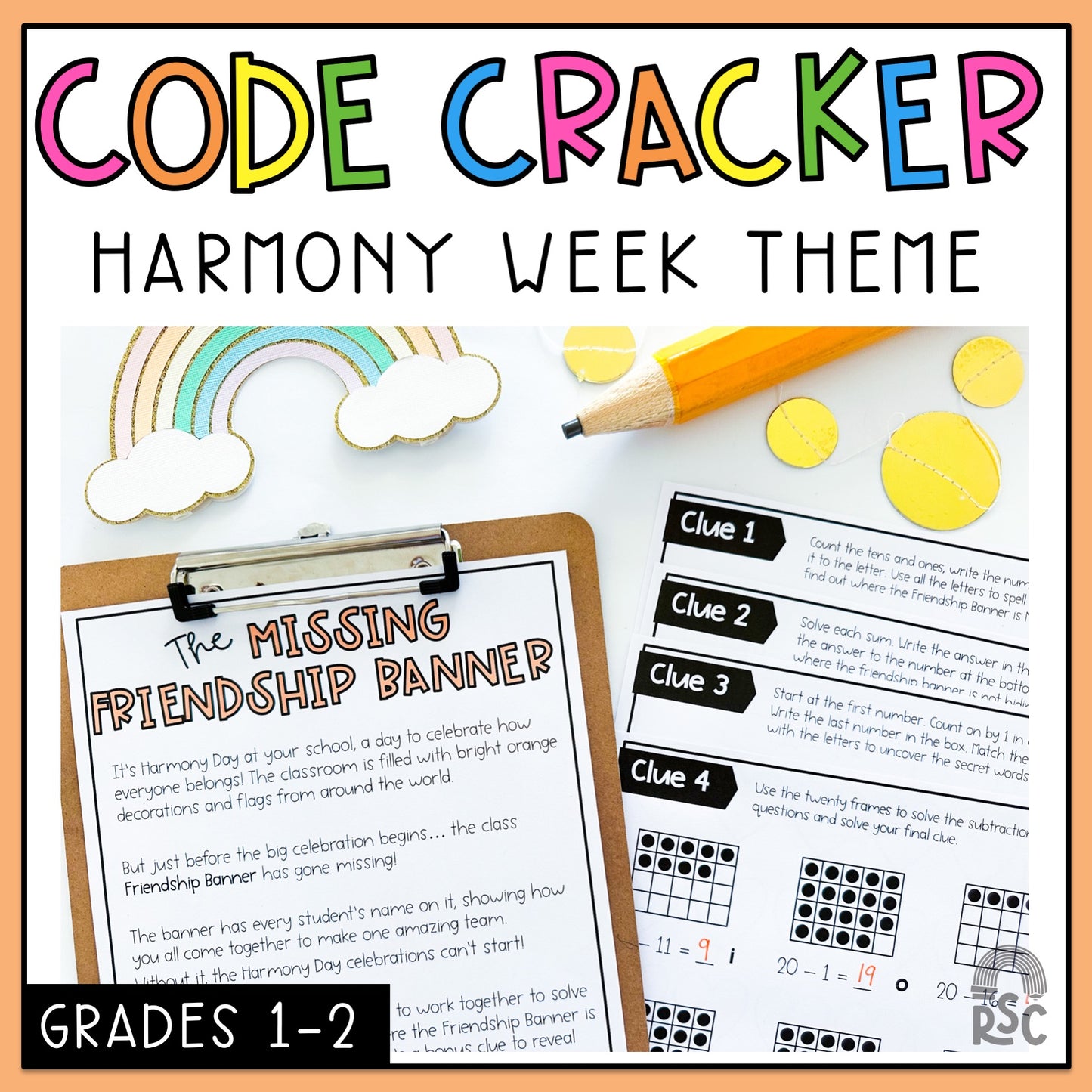 Harmony Day Math Code Cracker - Escape Room (Grade 1-2)