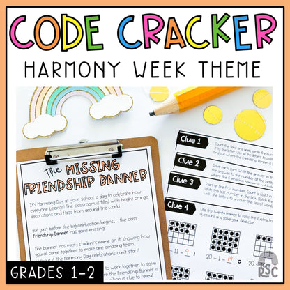 Harmony Day Math Code Cracker - Escape Room (Grade 1-2)
