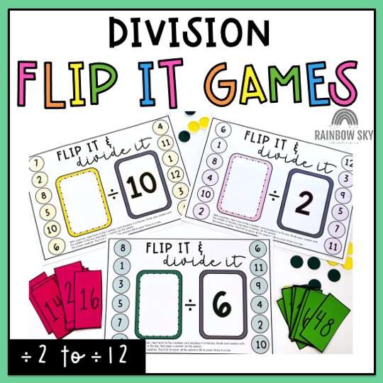 Division Fluency Games | Math Centres | Division Facts ÷2 To ÷12