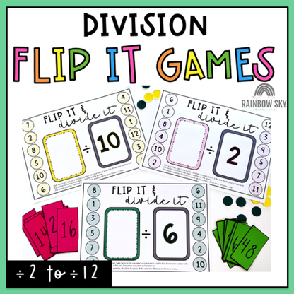 Division Fluency Games | Math Centres | Division Facts ÷2 To ÷12