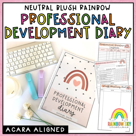 PD Diary | Professional Development Notes | AITSL Aligned Australia [Neutral Rainbow Theme] [Digital & Printable]