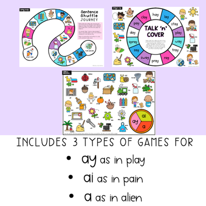 Long A Vowel Games | Reading Group Language Activity | Word Work Games