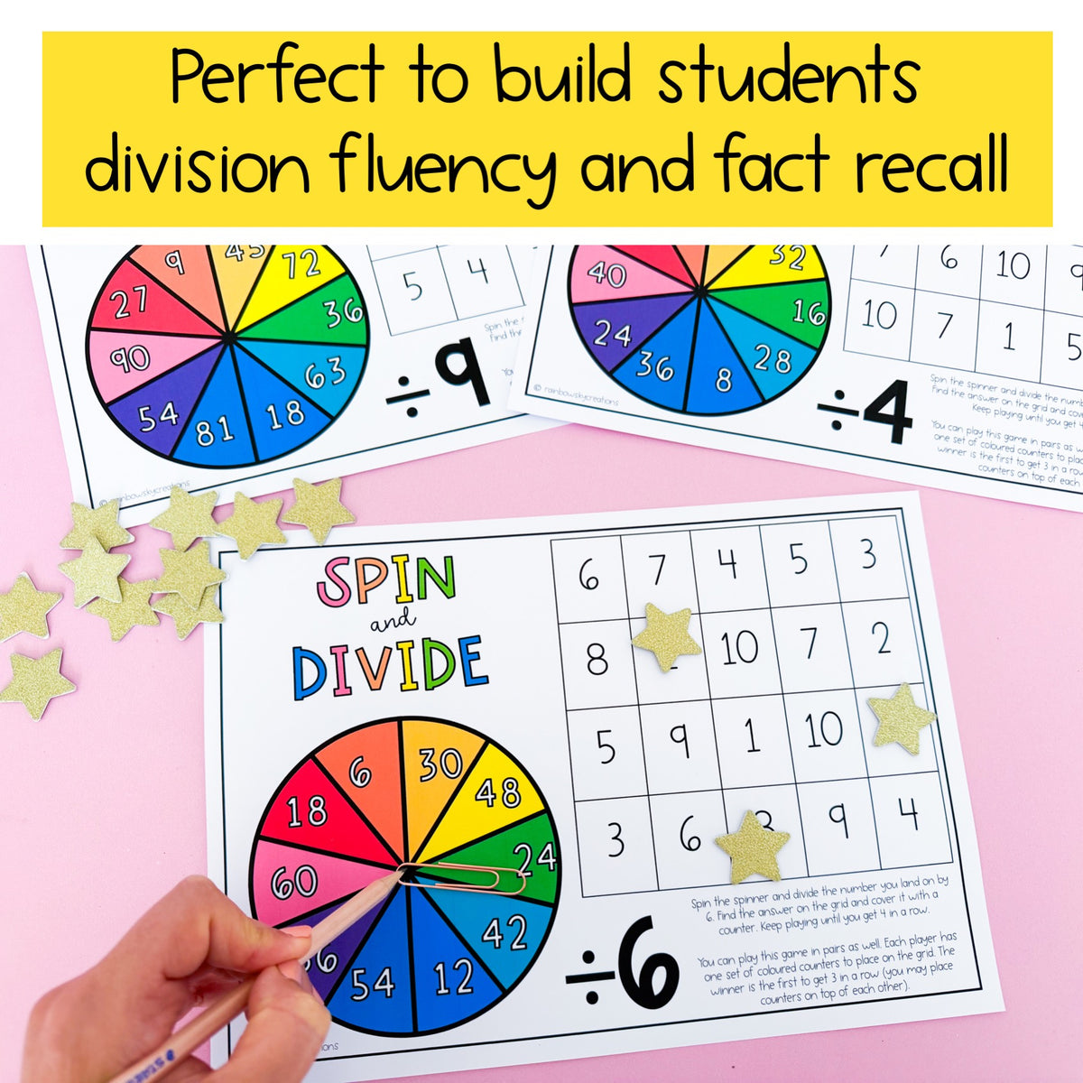 Division spinner games / Division games (divide by 2 - divide by 12)