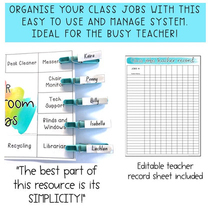 Classroom Job Templates | Simple Classroom Jobs [Splash Rainbow Theme]