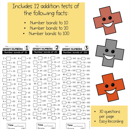 Speedy Numbers Booklet | Addition | Number Bonds To 10, 20, 100