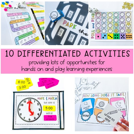 Telling Time Math Centres | Time Play Activities | Kindergarten, Foundation, Prep