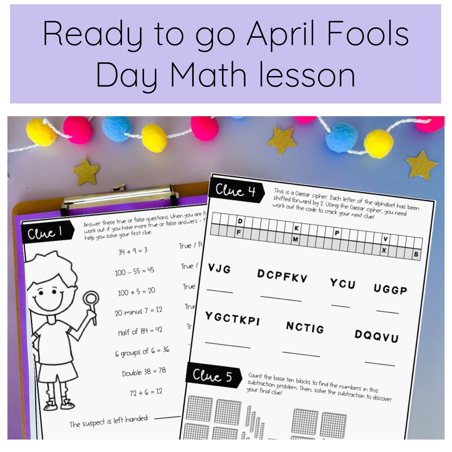 April Fools Day Math Code Cracker - Grade 3-6 April Escape Room