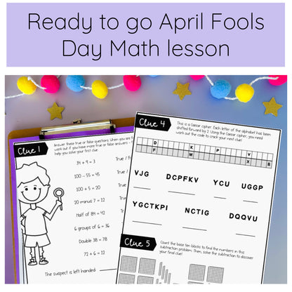 April Fools Day Math Code Cracker - Grade 3-6 April Escape Room