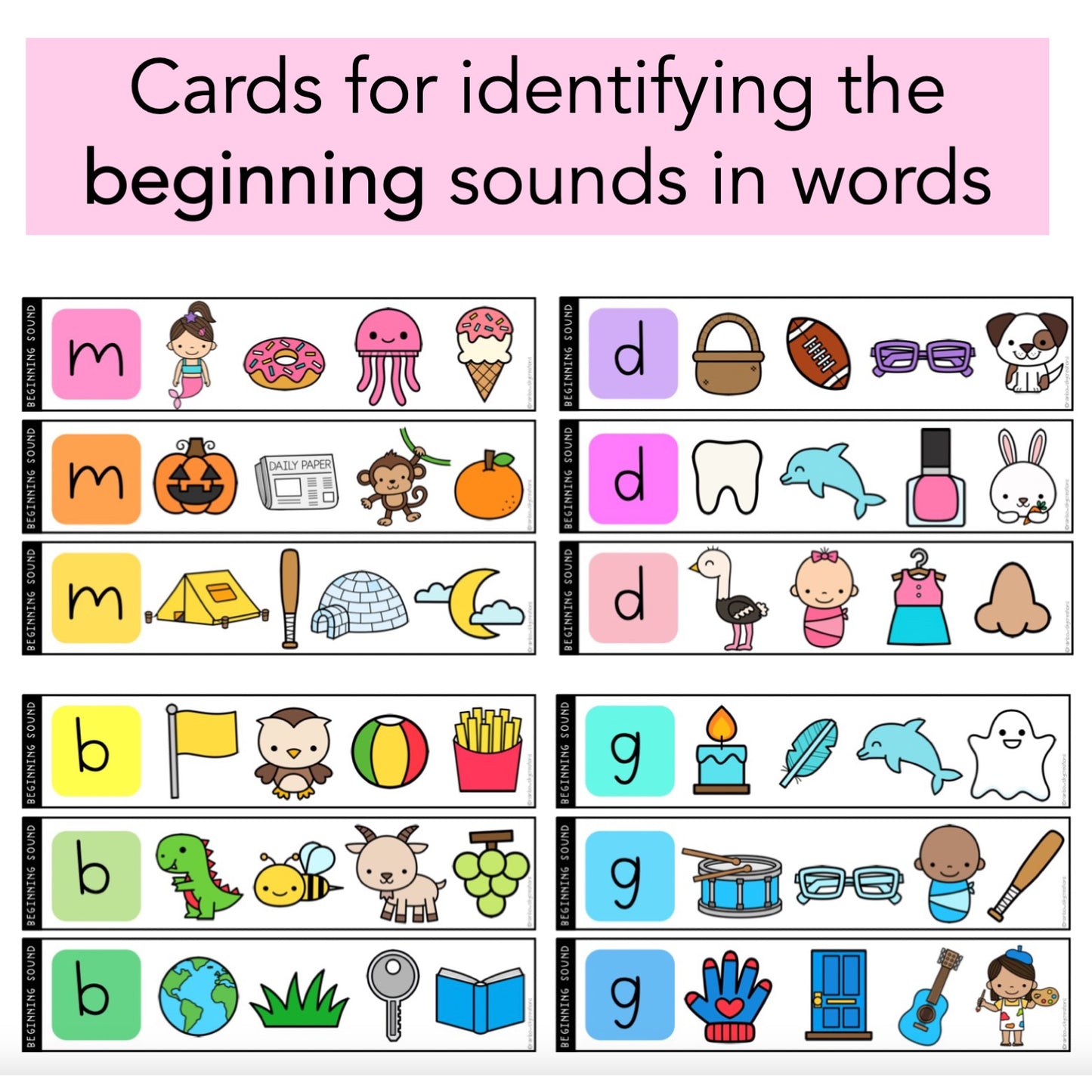 Phonics Clip Cards | Identifying Sound | Reading Centres